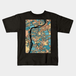 Prague Map Pattern in Mid Century Pastel Kids T-Shirt